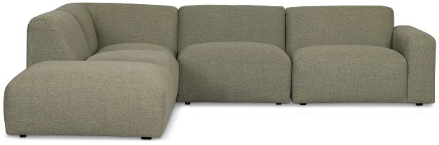 Baylor Green Fabric 5-piece Left Facing Bumper Sectional