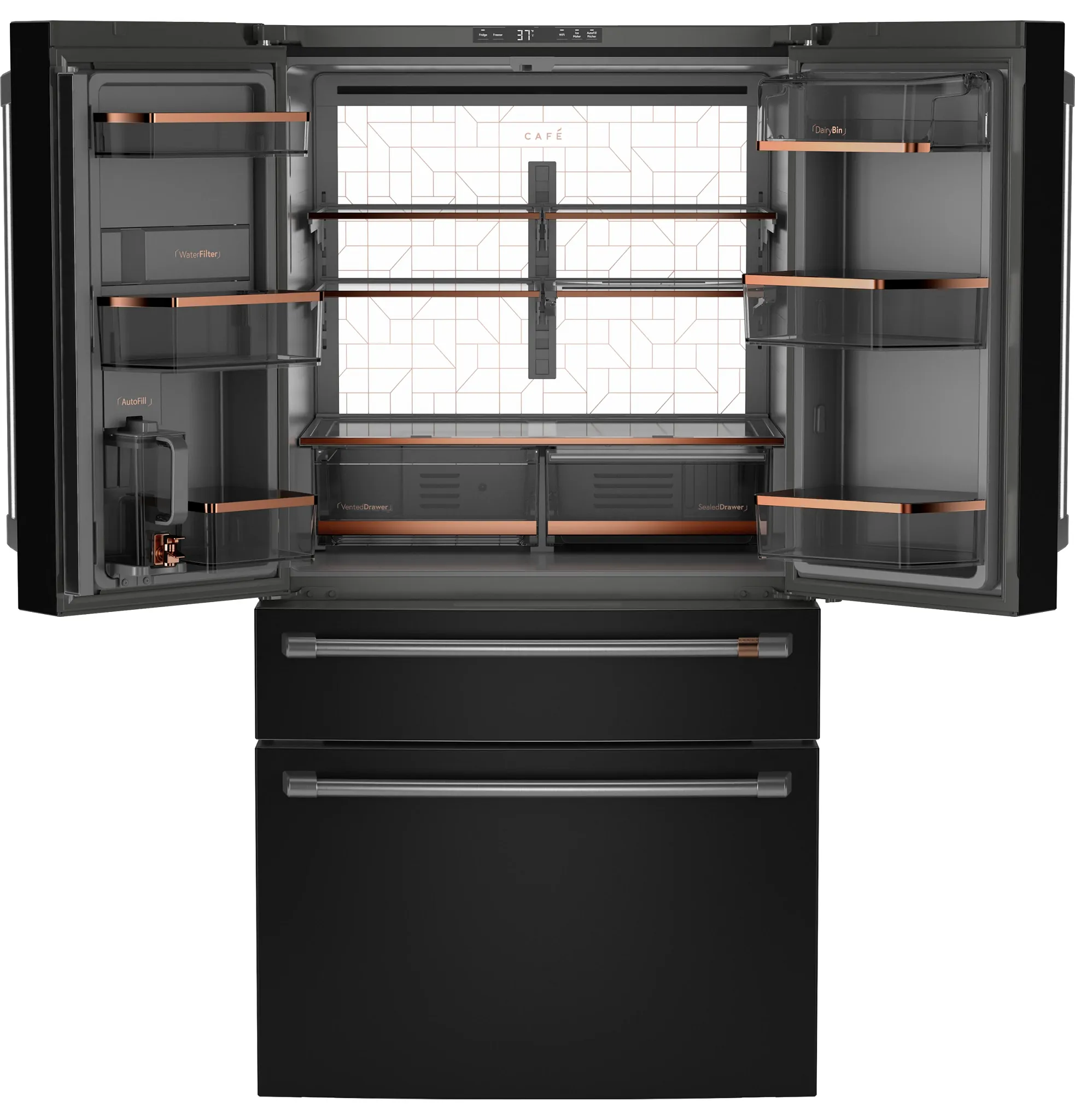 Cafe 23 Series Black Bottom Freezer Refrigerator