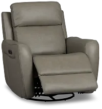 Julian Light Gray Lthr/vinyl Power Swivel Glider Recliner