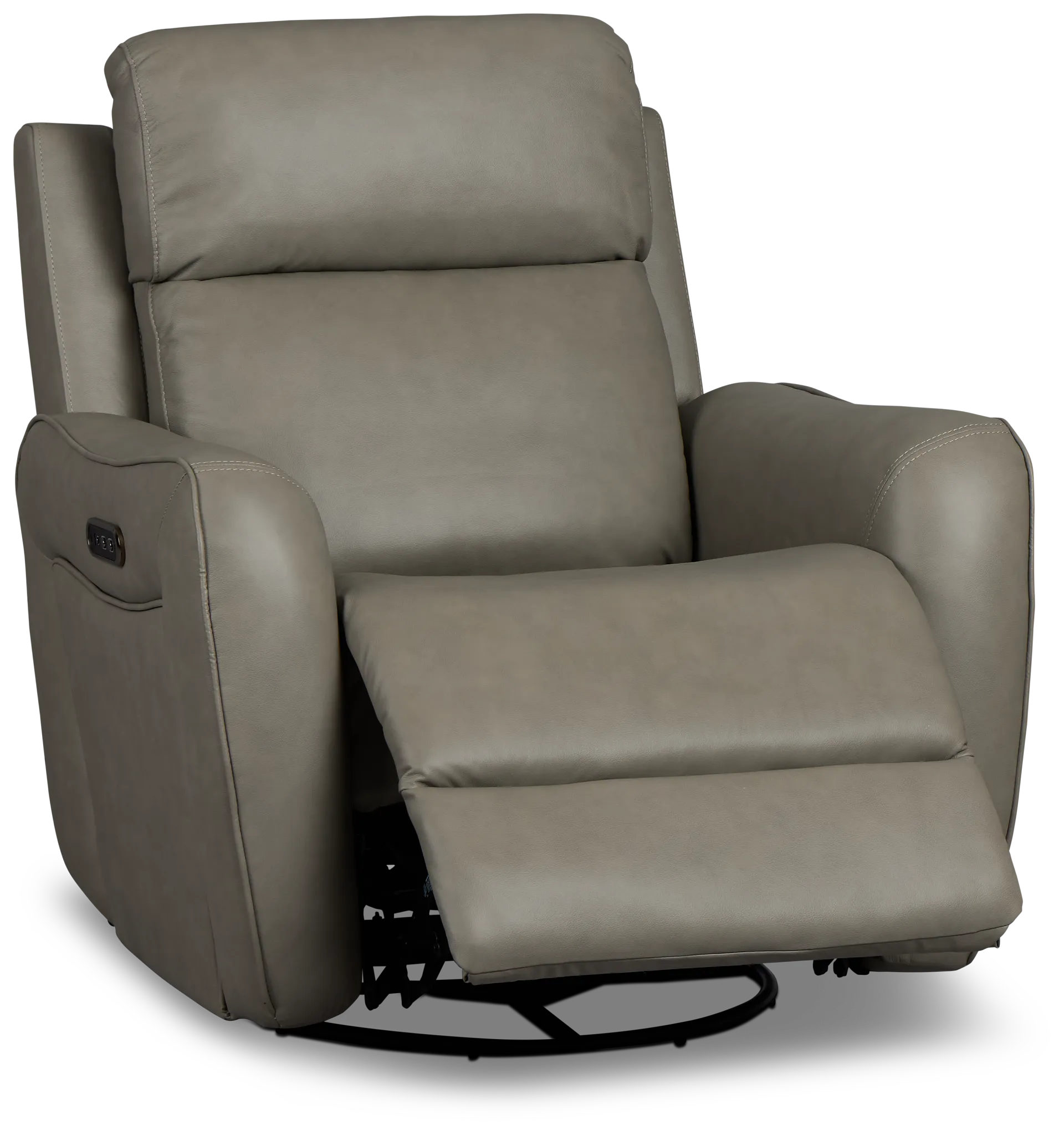 Julian Light Gray Lthr/vinyl Power Swivel Glider Recliner