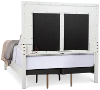 Alessandria White Uph Panel Bed With Lights