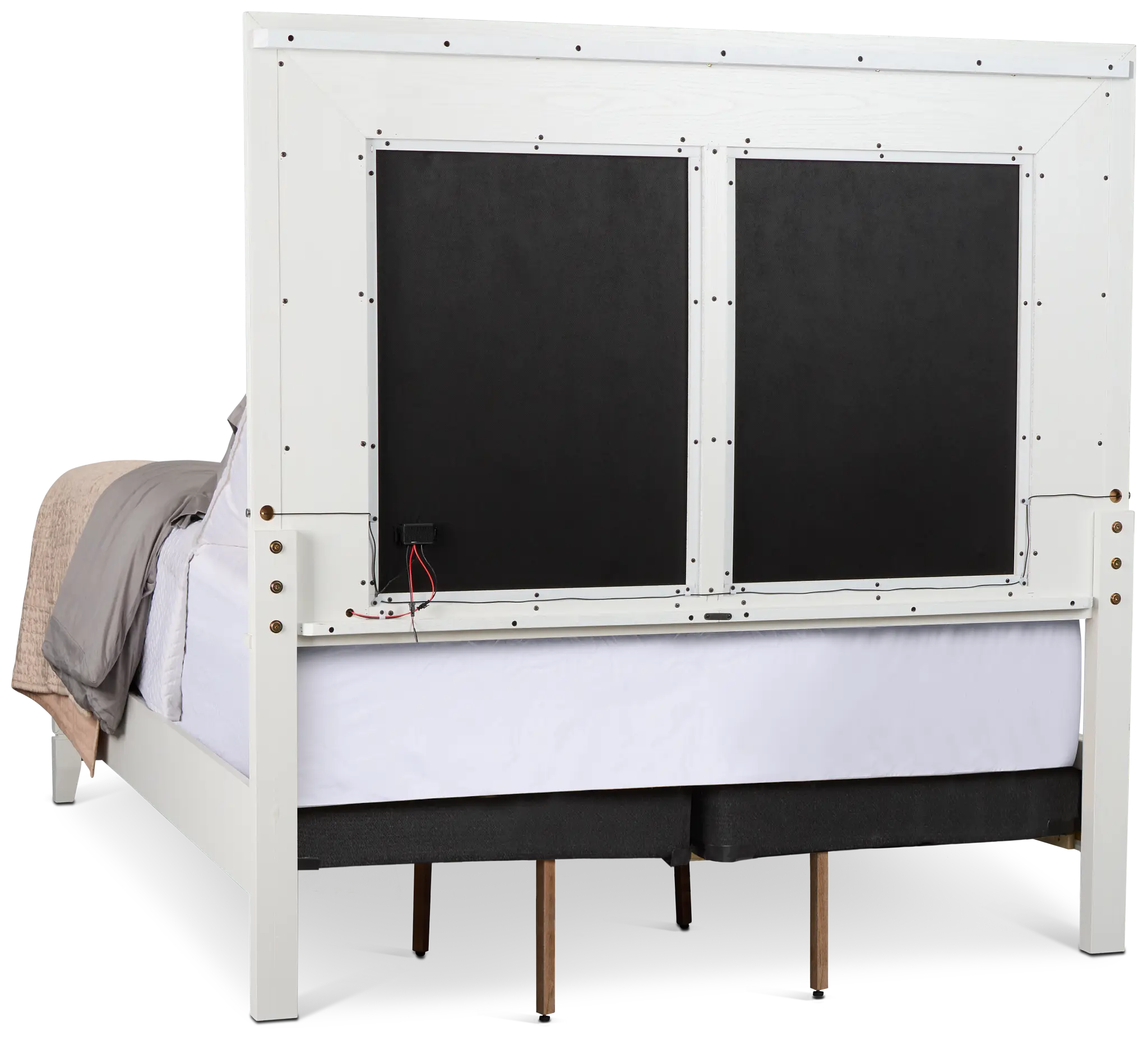 Alessandria White Uph Panel Bed With Lights Alessandria White Uph Panel Bed With Lights