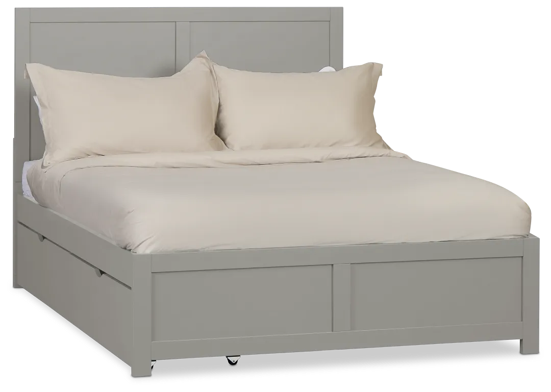 Charleston Gray Panel Bed With 2 Storage Drawers