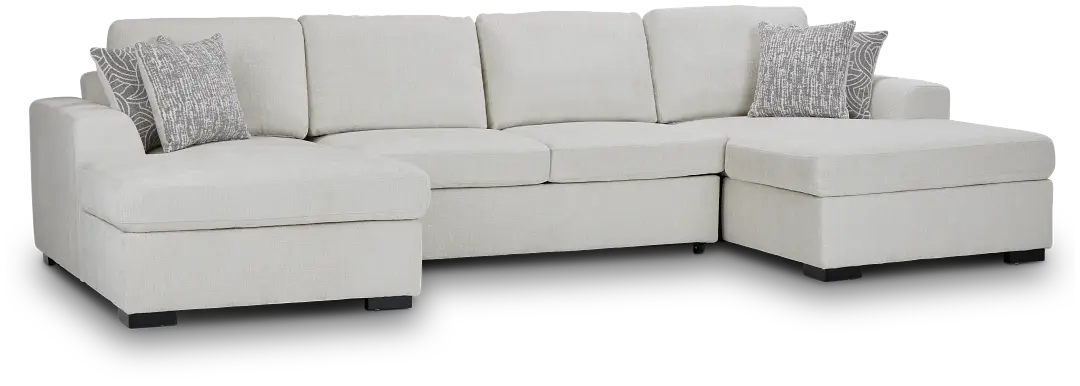 Blakely White Fabric Double Chaise Sleeper Storage Sectional Blakely White Fabric Double Chaise Sleeper Storage Sectional