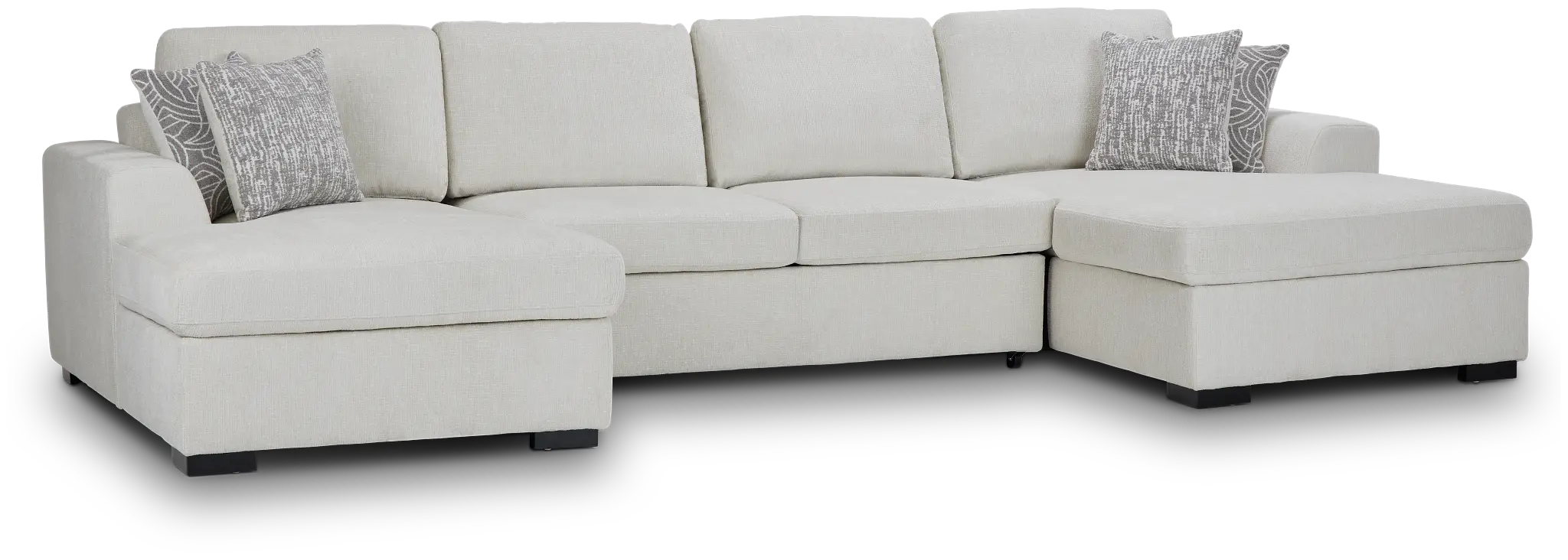 Blakely White Fabric Double Chaise Sleeper Storage Sectional Blakely White Fabric Double Chaise Sleeper Storage Sectional