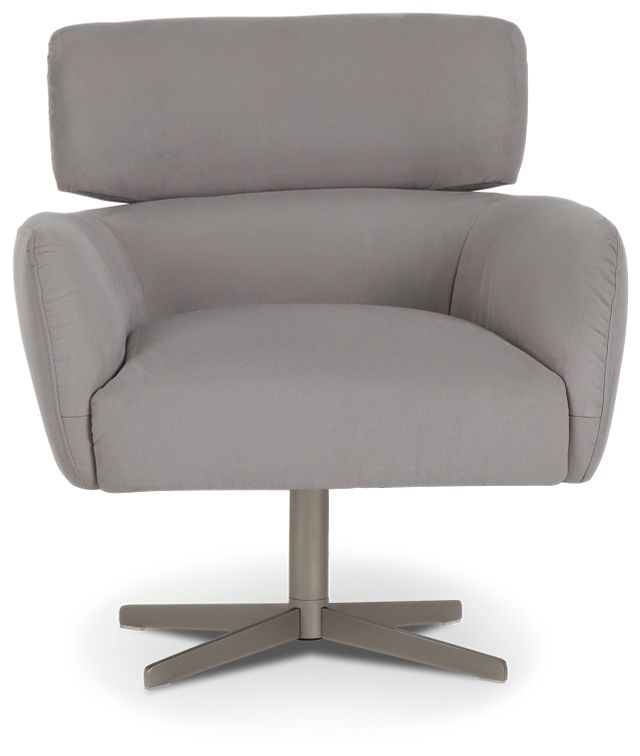 Wynn Light Gray Micro Swivel Accent Chair (4)