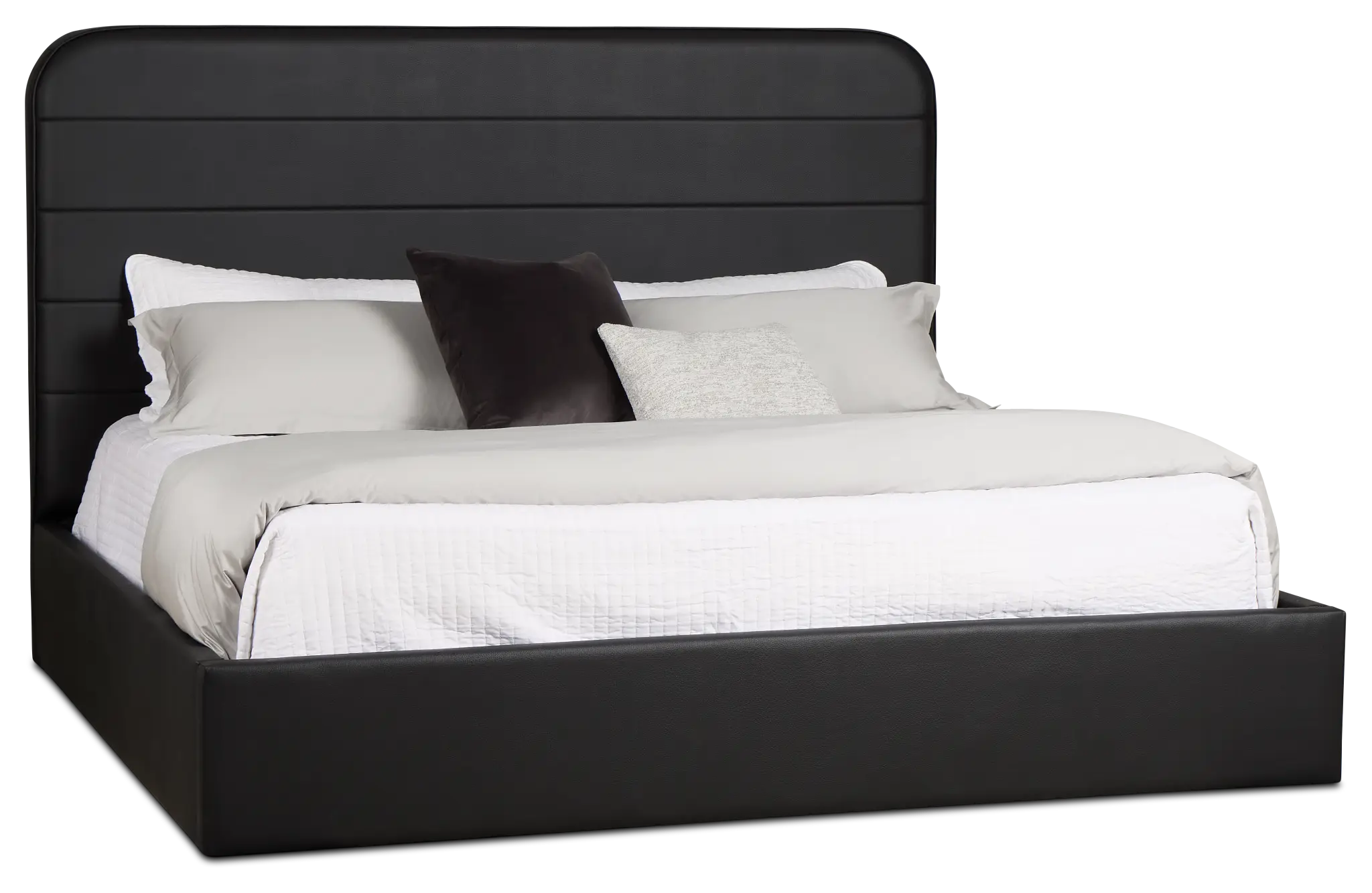 Doral Black Curved Upholstered Platform Bed Doral Black Curved Upholstered Platform Bed