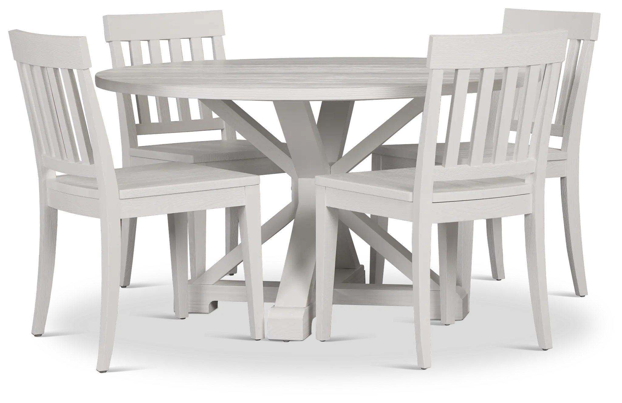 Nantucket White Pine Round Table & 4 Wood Chairs Nantucket White Pine Round Table & 4 Wood Chairs