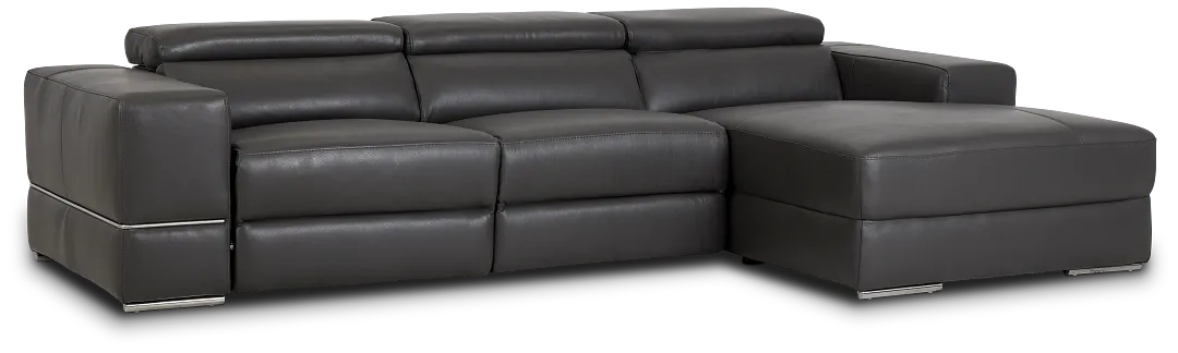 Dante Gray Leather Right Chaise Power Reclining Sectional
