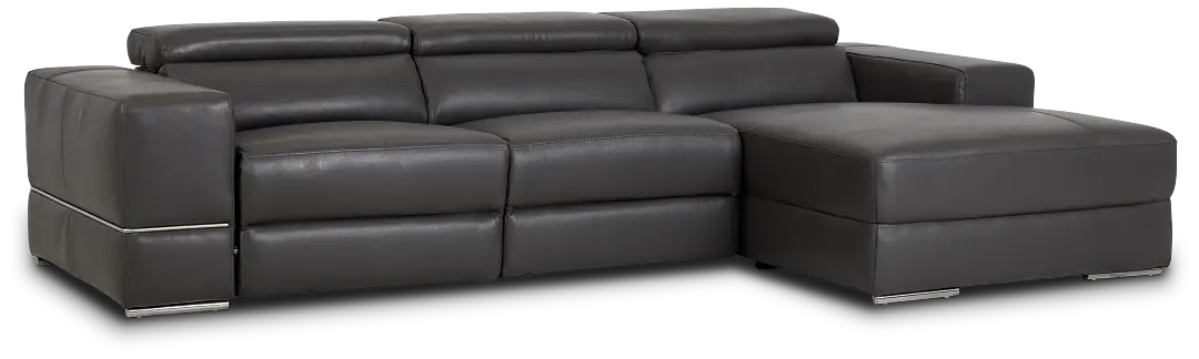 Dante Gray Leather Right Chaise Power Reclining Sectional Dante Gray Leather Right Chaise Power Reclining Sectional