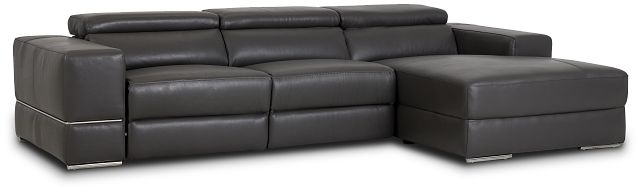 Dante Gray Leather Right Chaise Power Reclining Sectional (1)