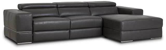 Dante Gray Leather Right Chaise Power Reclining Sectional