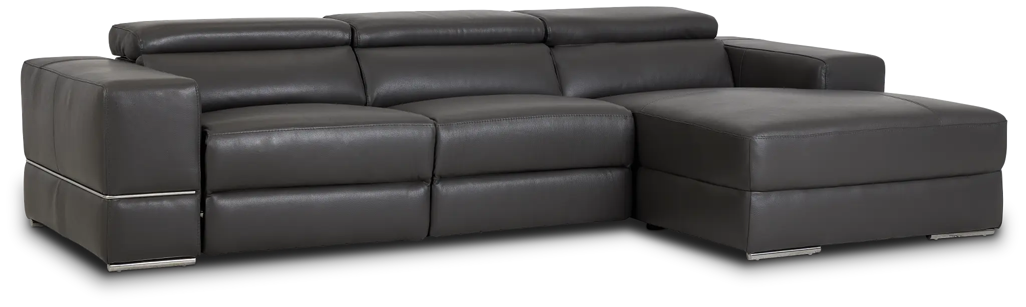 Dante Gray Leather Right Chaise Power Reclining Sectional Dante Gray Leather Right Chaise Power Reclining Sectional