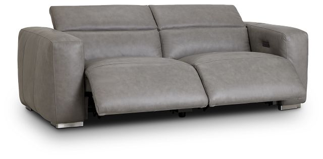 Copa Gray Leather Power Reclining Sofa (2)