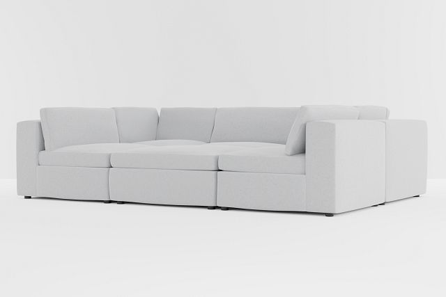 Destin Delray Light Gray Fabric 6-piece Pit Sectional