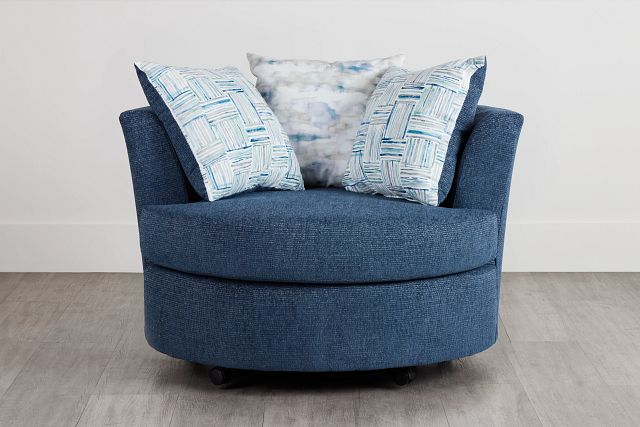 Rhodes Dark Blue Fabric Swivel Chair