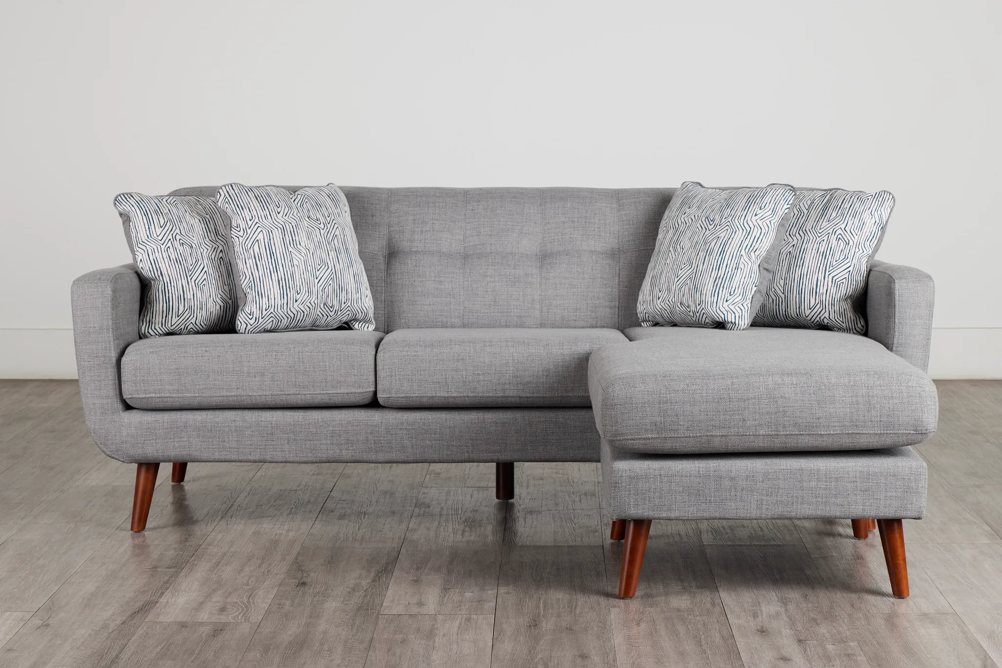 Raya Light Gray Fabric Chaise Sectional