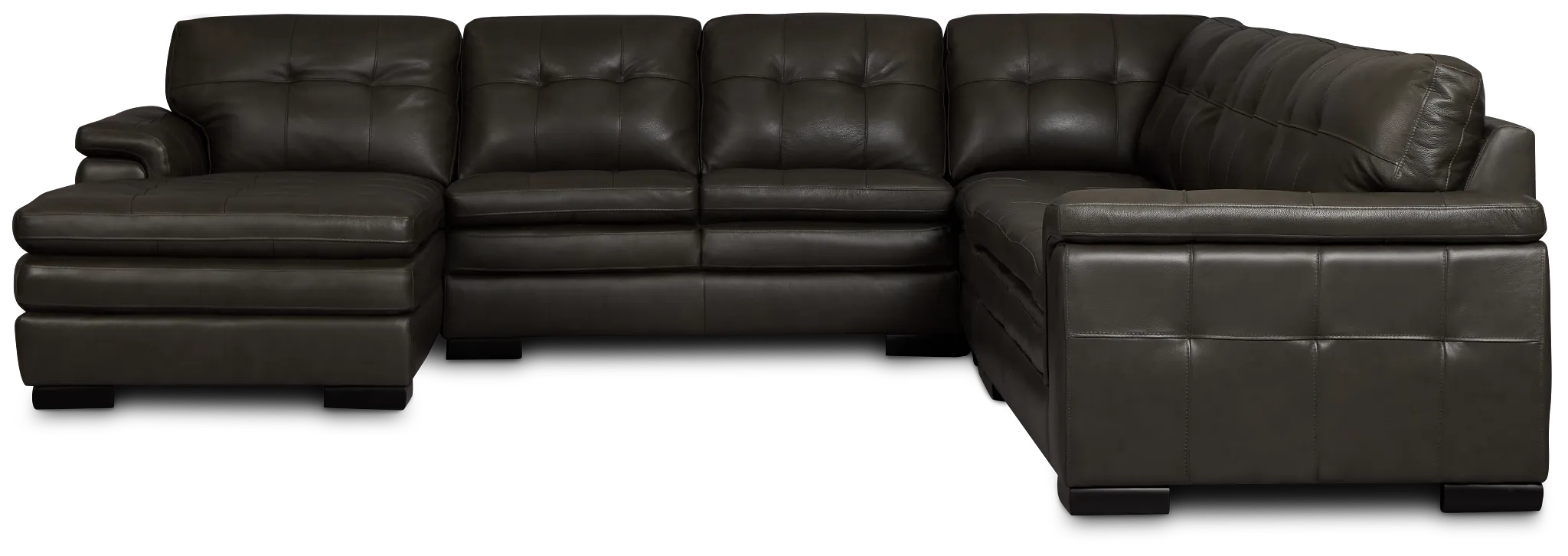 Braden Dark Gray Leather Large Left Chaise Sectional