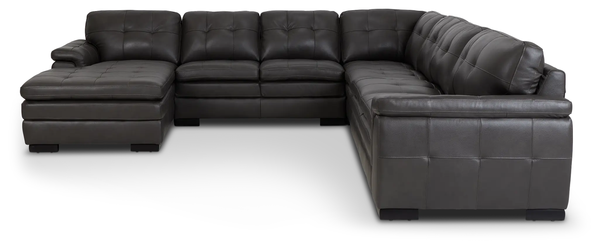 Braden Dark Gray Leather Large Left Chaise Sectional Braden Dark Gray Leather Large Left Chaise Sectional