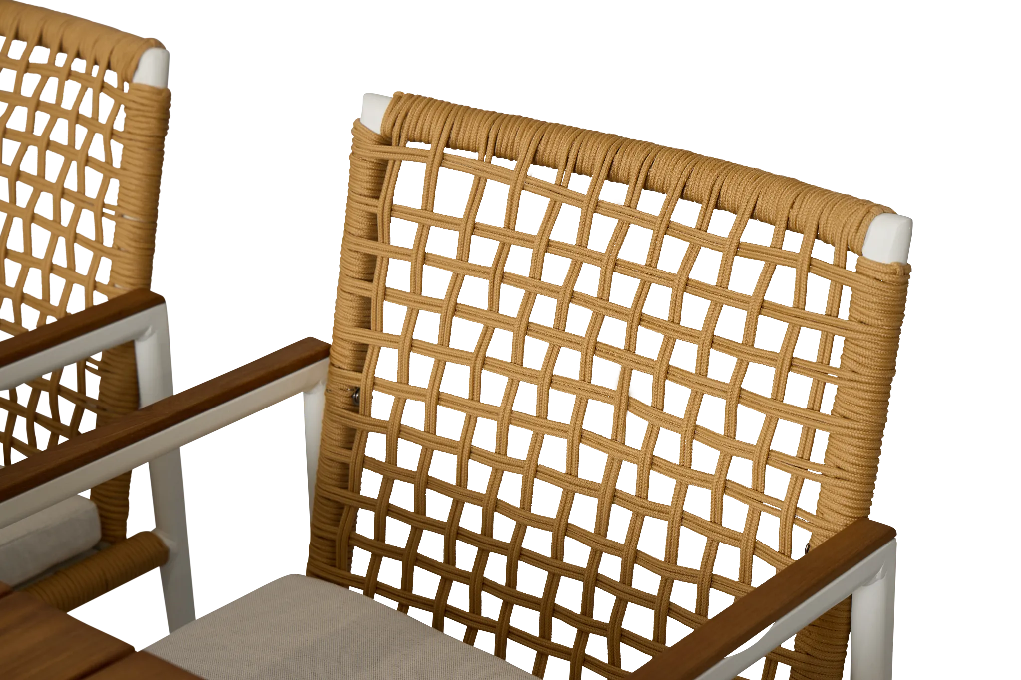 Sunrise White Teak Rectangular Table & 4 Teak Arm Chairs