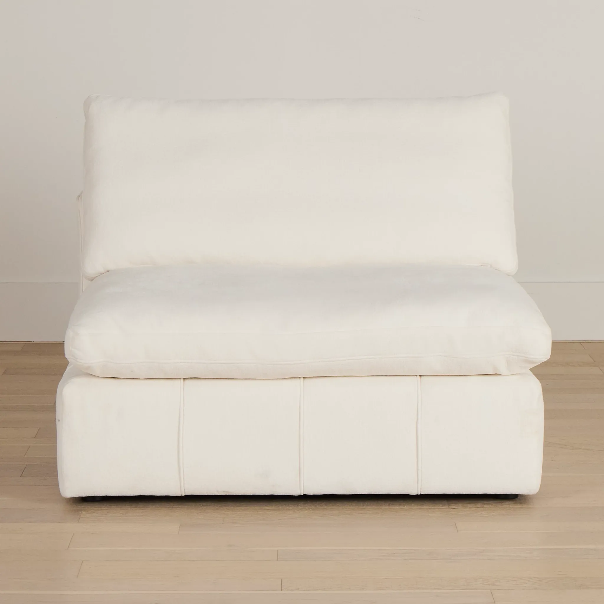 Cruz White Fabric Armless Chair
