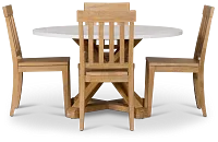 Nantucket Two-tone White Round Table & 4 Light Tone Chairs