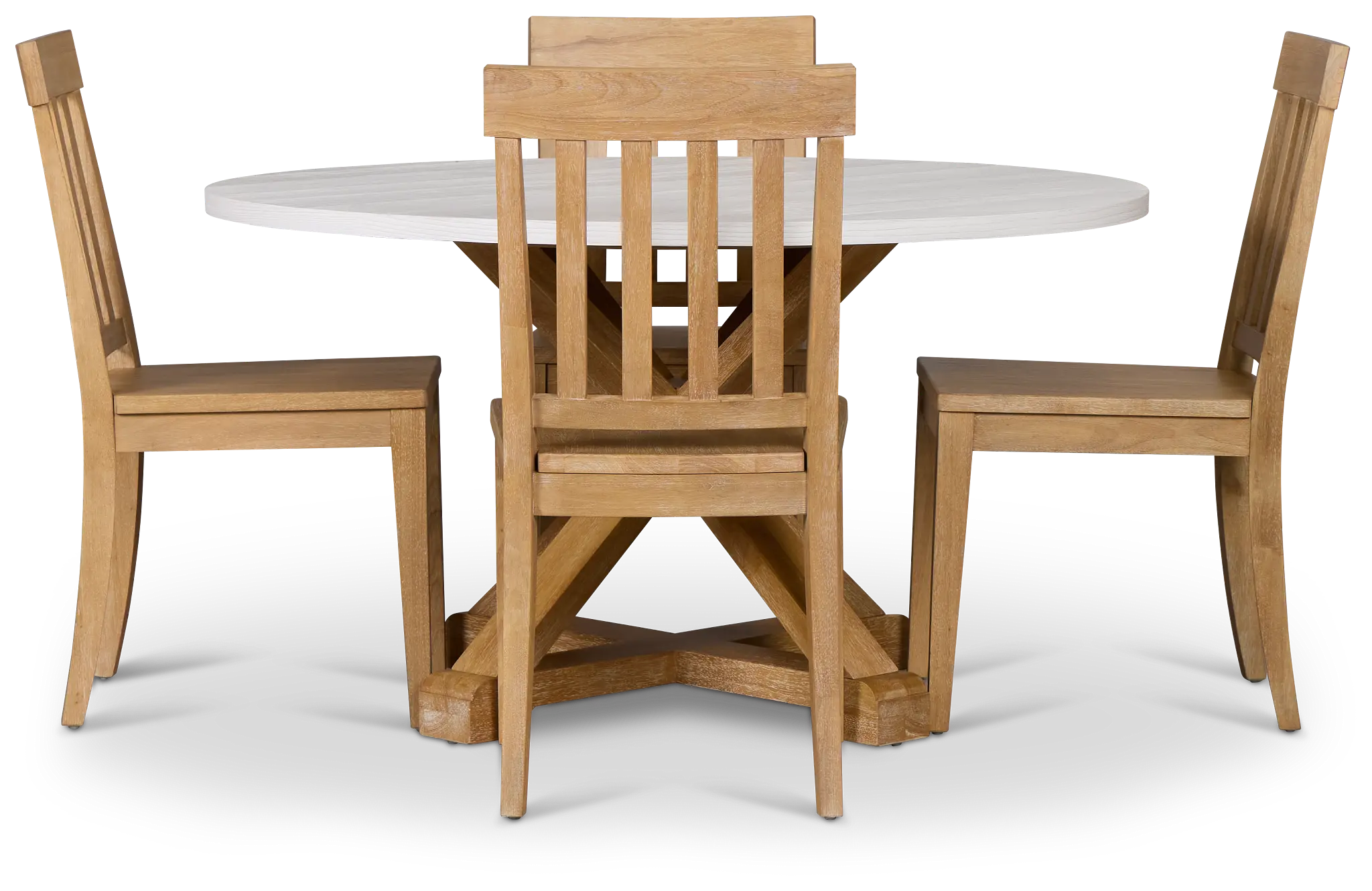 Nantucket Two-tone White Round Table & 4 Light Tone Chairs Nantucket Two-tone White Round Table & 4 Light Tone Chairs