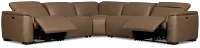 Brodie Dark Brown Lthr/vinyl Small Dual Power Reclining Two-arm Sectional