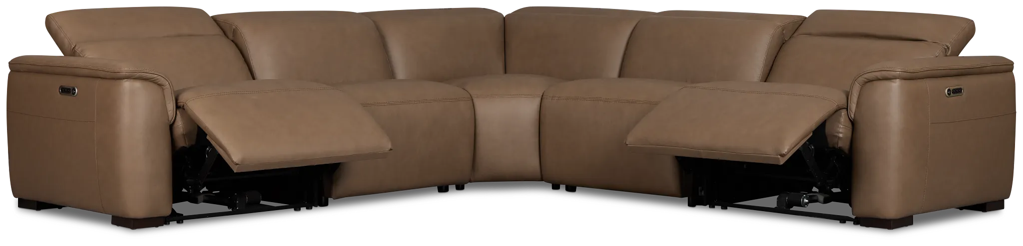 Brodie Dark Brown Lthr/vinyl Small Dual Power Reclining Two-arm Sectional