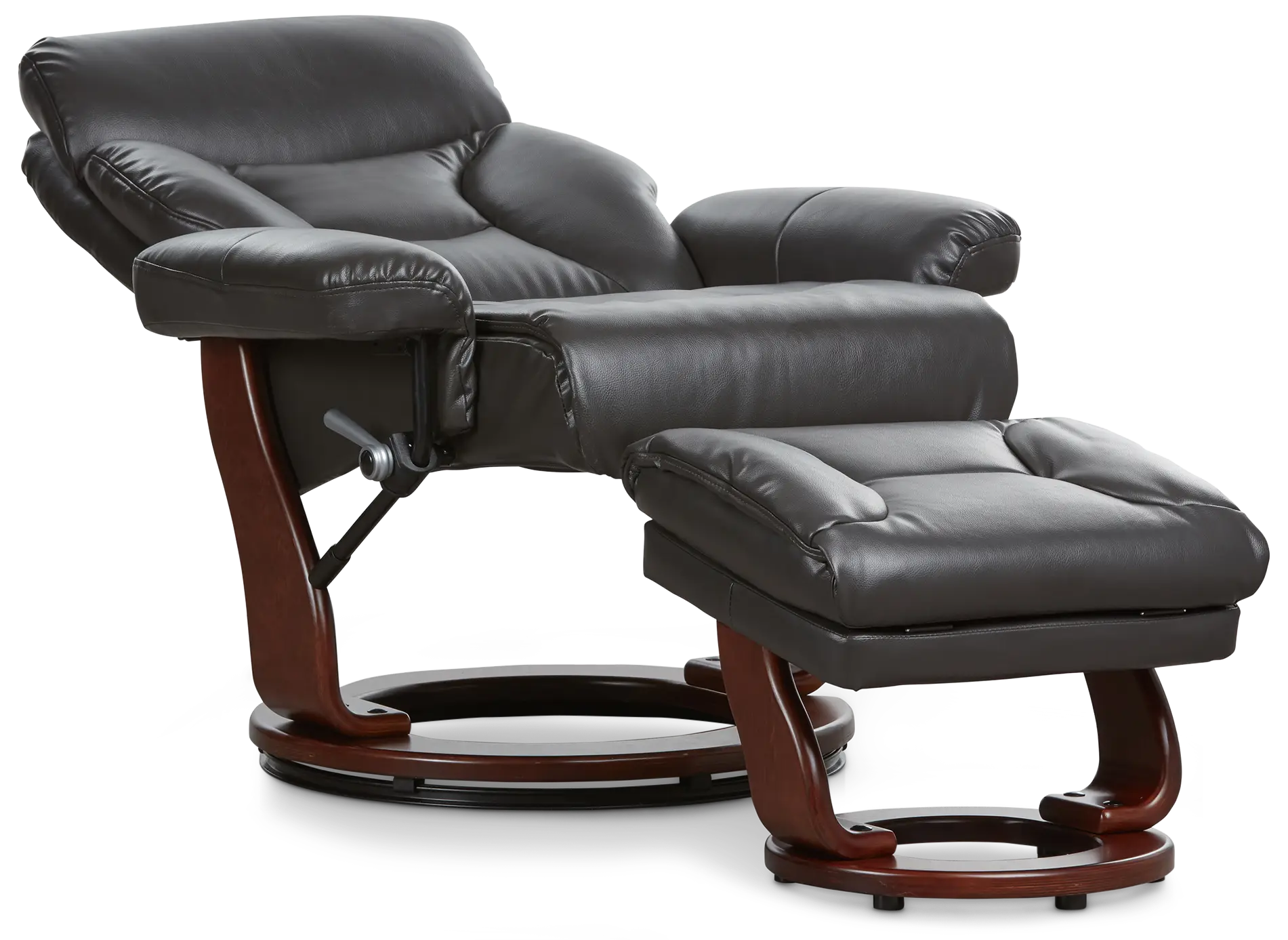 Fisher Dark Gray Micro Recliner & Ottoman Fisher Dark Gray Micro Recliner & Ottoman