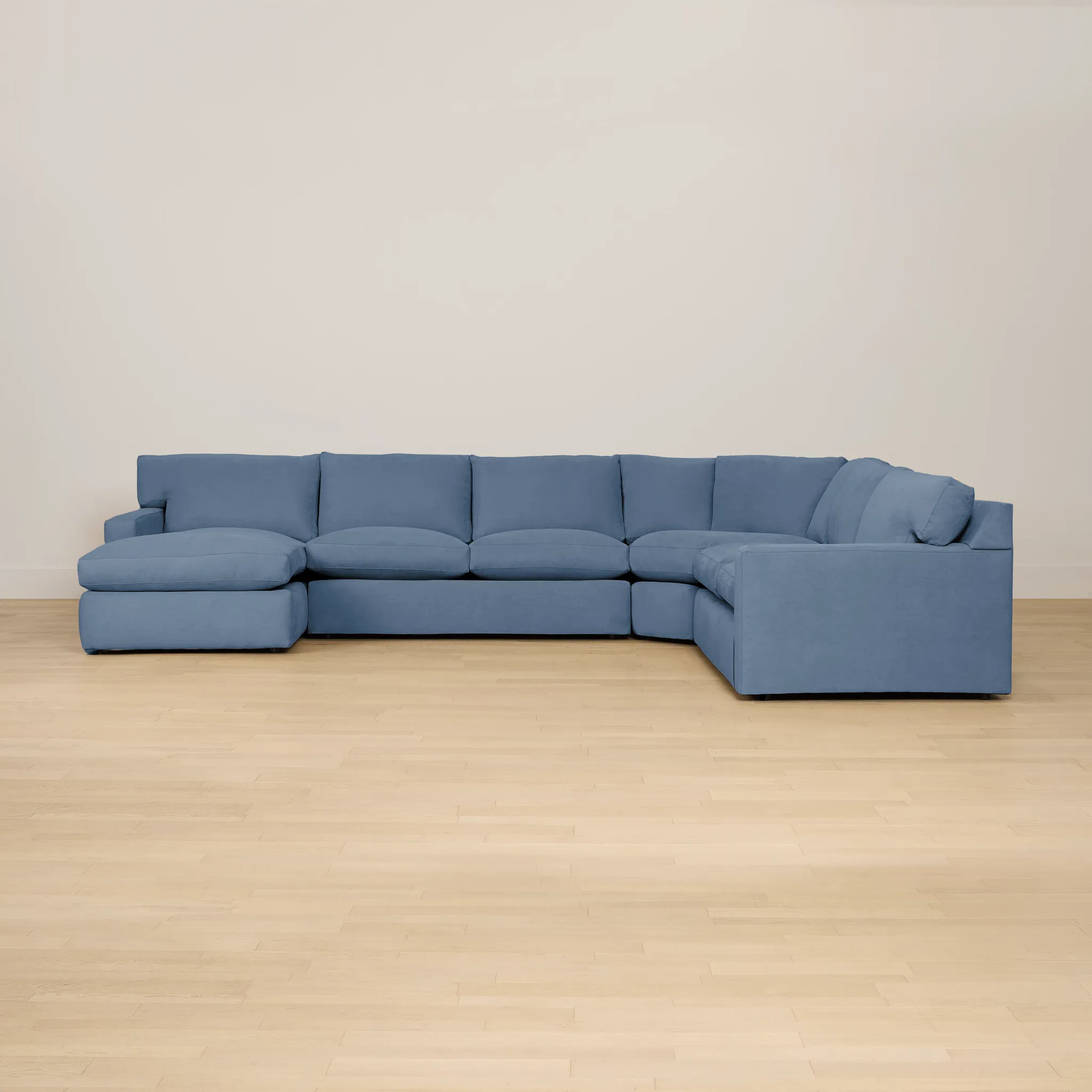 Hudson Blue Fabric Medium Left Chaise Wedge Sectional