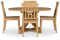 Nantucket Light Tone Round Round Table & 4 Light Tone Chairs