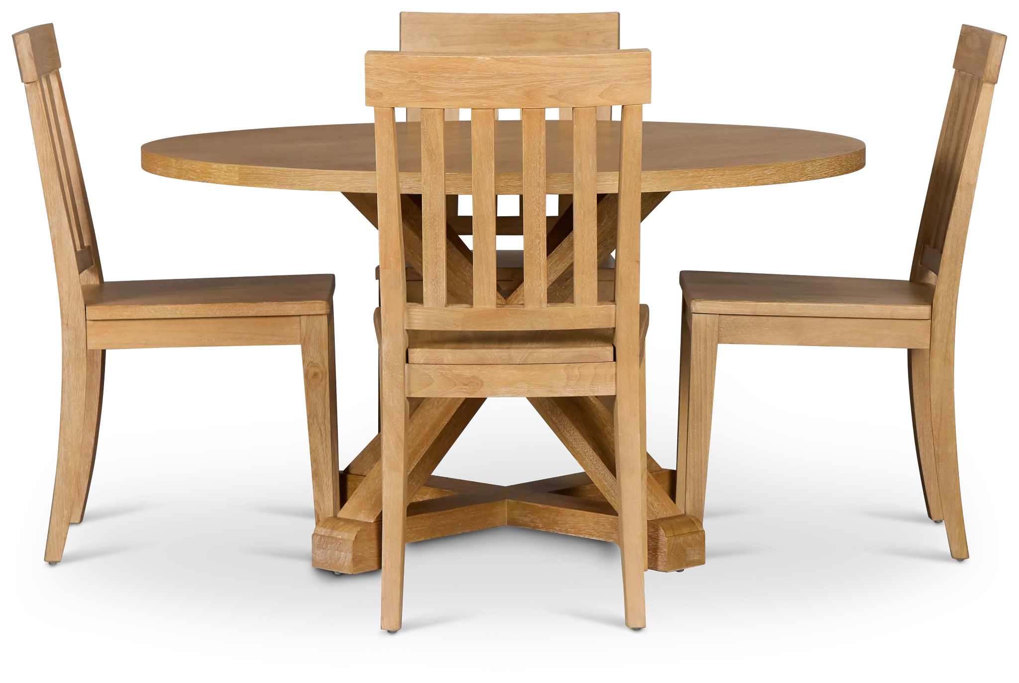 Nantucket Light Tone Round Round Table & 4 Light Tone Chairs