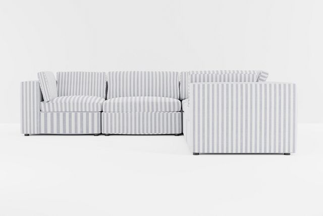 Destin Sea Lane Dark Blue Fabric 5-piece Modular Sectional