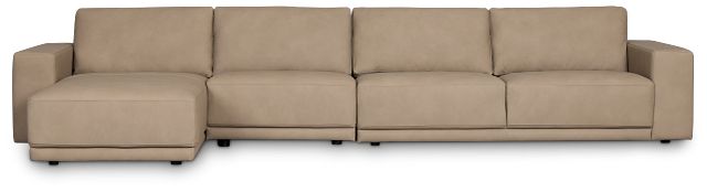Kellan Taupe Leather Small Left Chaise Sectional