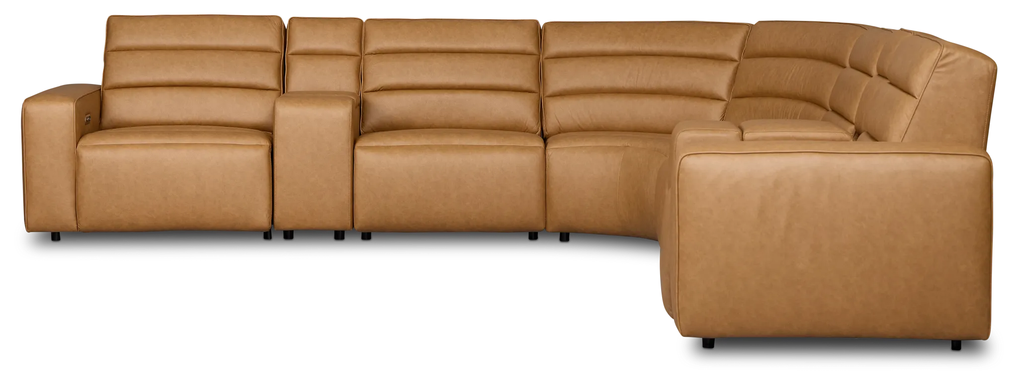 Sawyer Light Brown Micro Large Triple Power Reclining Two-arm Sectional