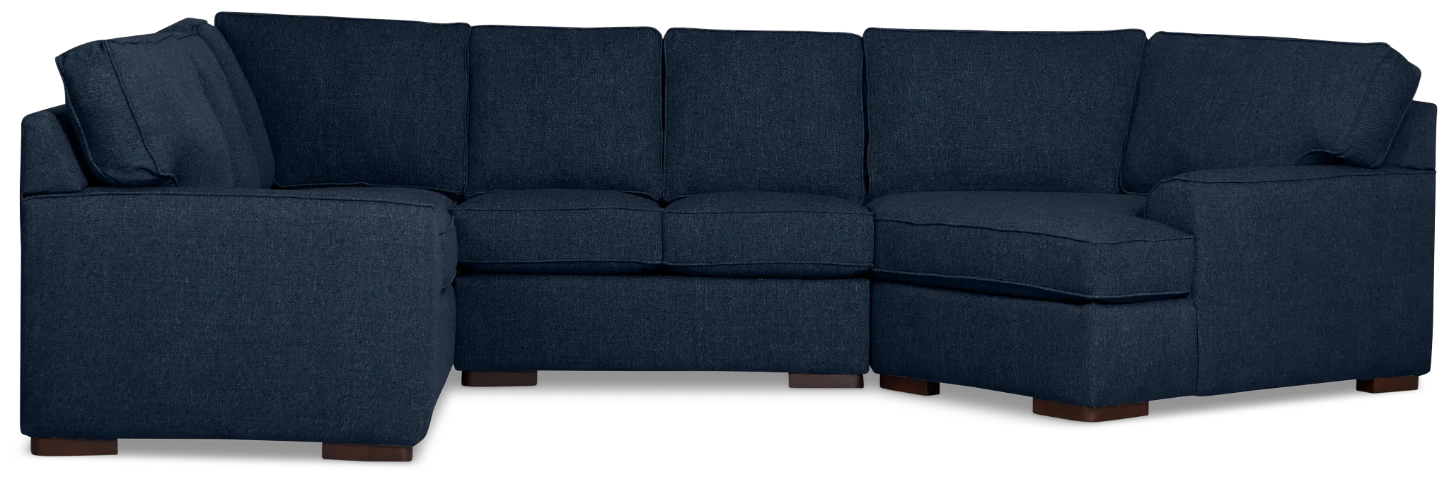 Sinclair Dark Blue Fabric Medium Right Facing Cuddler Sectional
