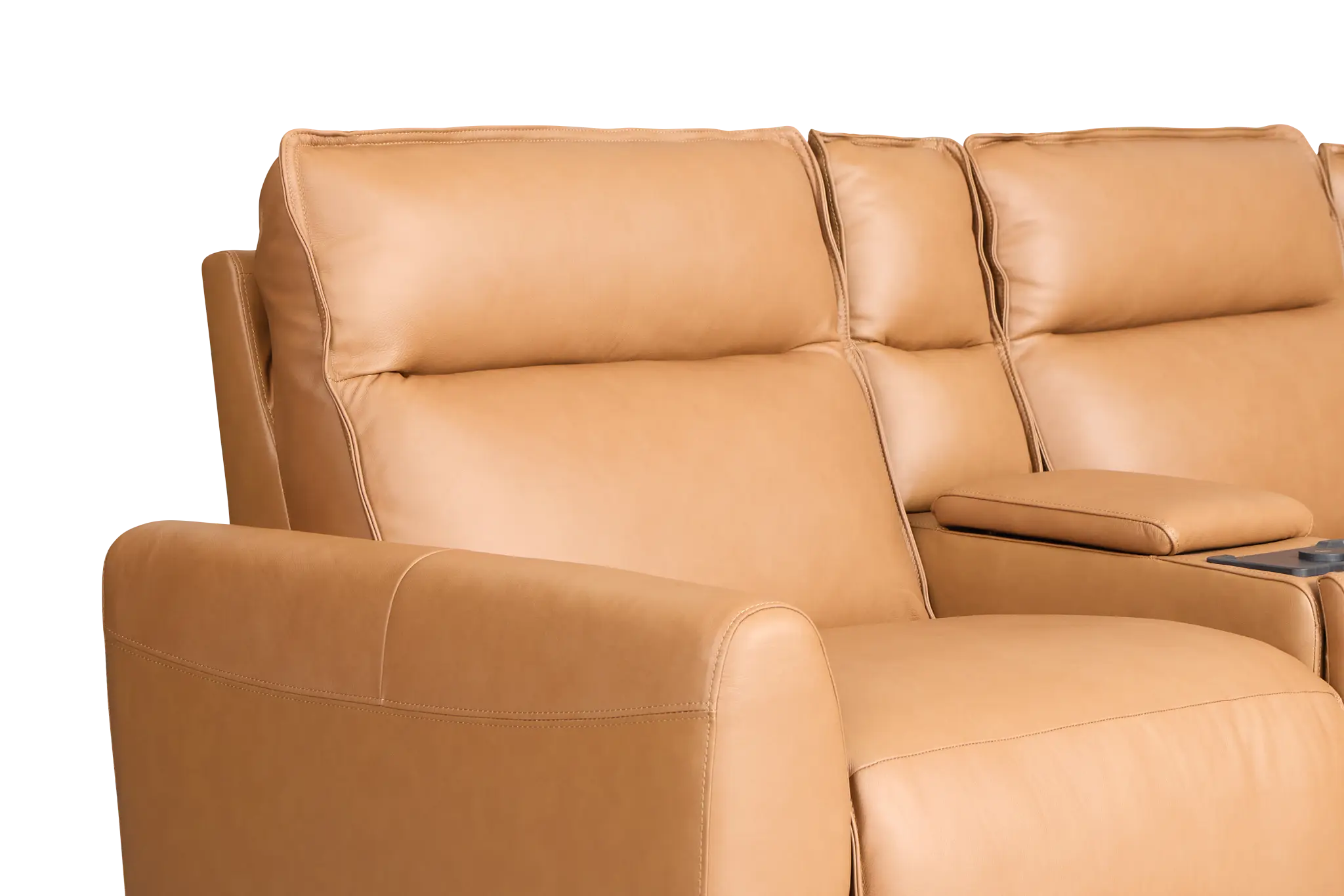 Edison Medium Brown Leather/Vinyl Large Triple Power Reclining Two-arm Sectional Edison Medium Brown Leather/Vinyl Large Triple Power Reclining Two-arm Sectional