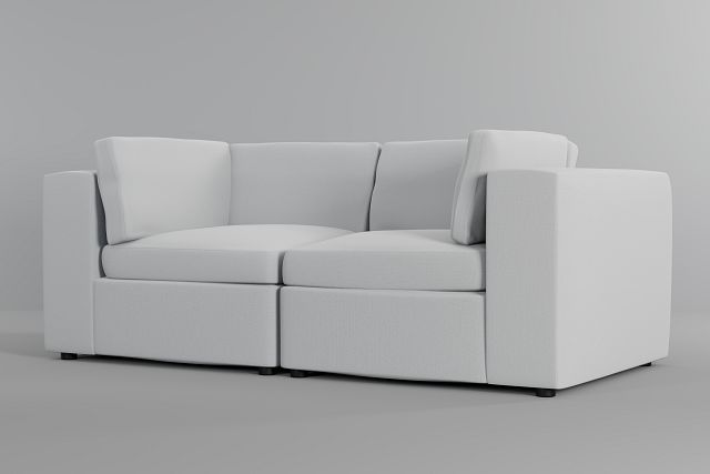 Destin Delray White Fabric 2 Piece Modular Sofa