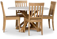 Nantucket Two-tone White Round Table & 4 Light Tone Chairs