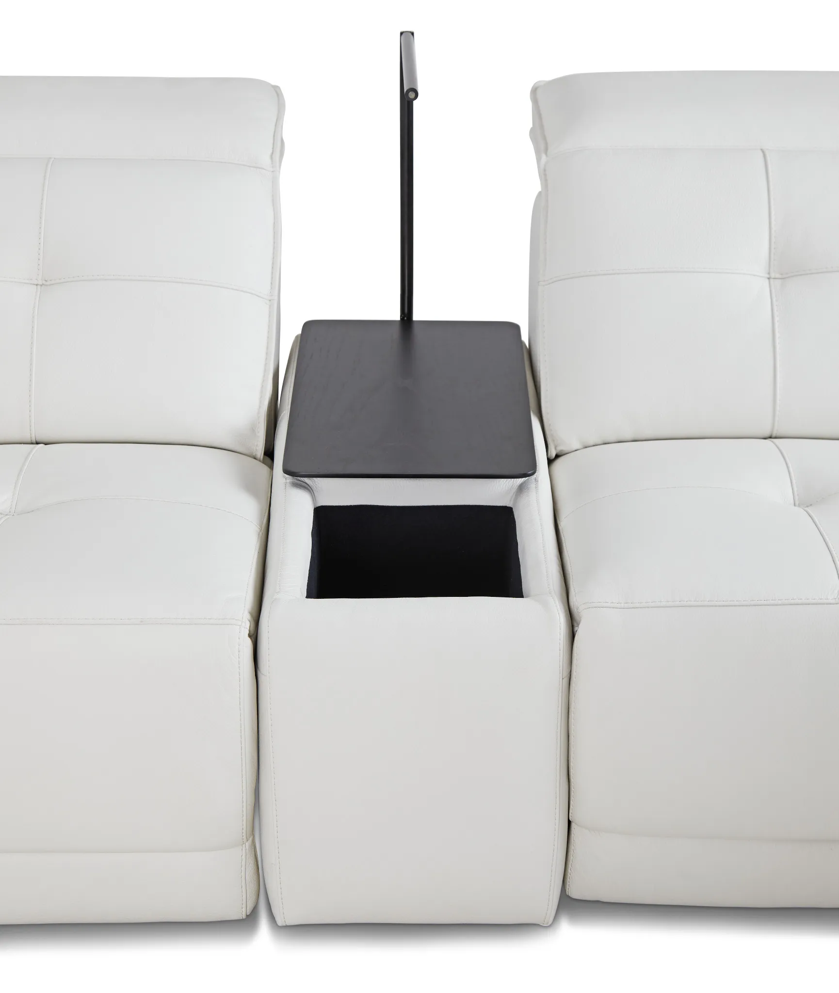Reva White Leather Small Triple Power Reclining Two-arm Sectional