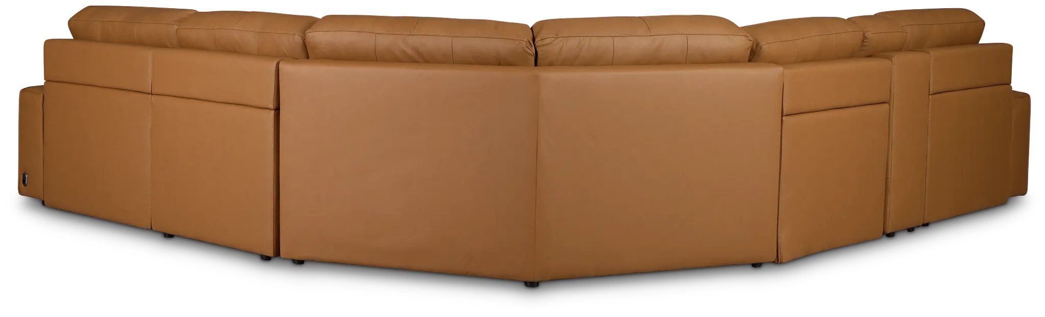 Rudy Brown Lthr/vinyl Medium Dual Power Left Extension Chaise Sectional