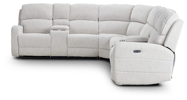 Piper Light Beige Fabric Large Dual Power Reclining Sect With Dual