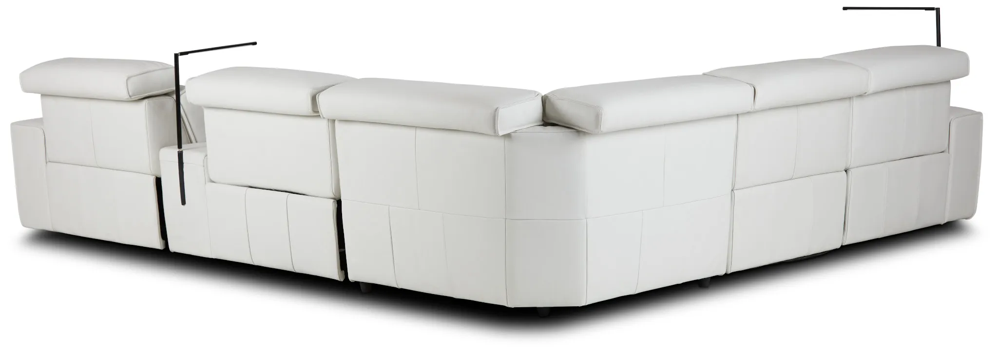 Carmelo White Leather Medium Triple Power Sectional W/left Table & Light