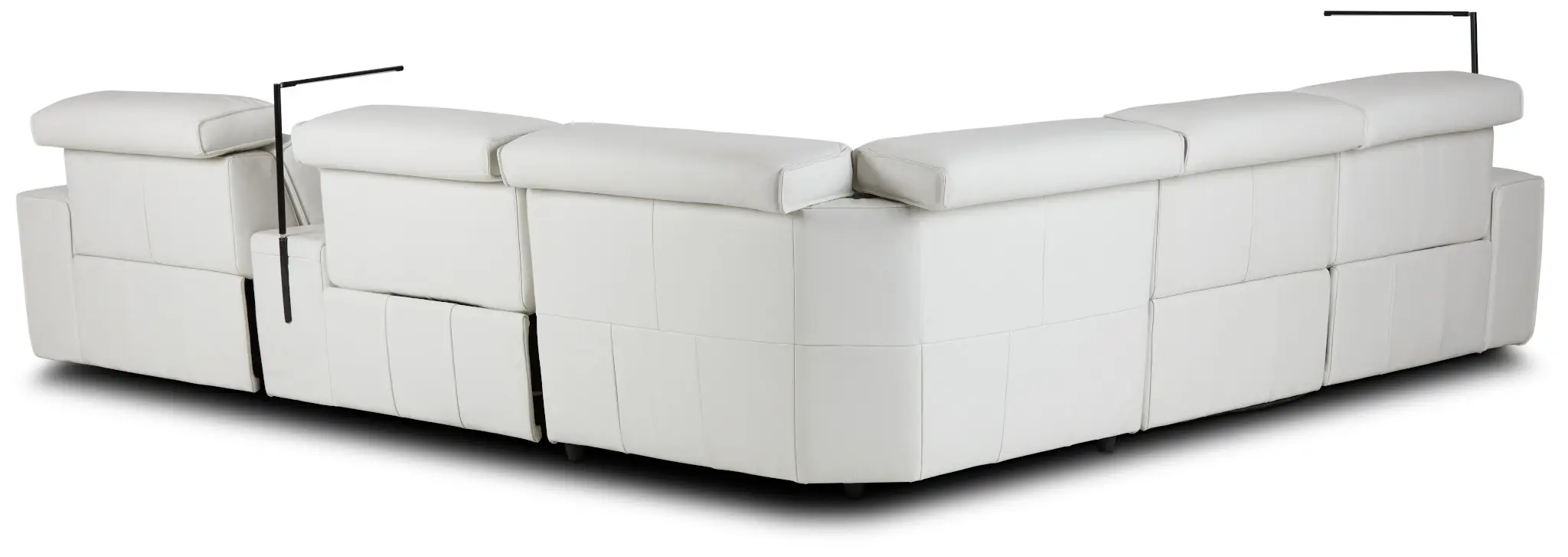 Carmelo White Leather Medium Triple Power Sectional W/left Table & Light Carmelo White Leather Medium Triple Power Sectional W/left Table & Light