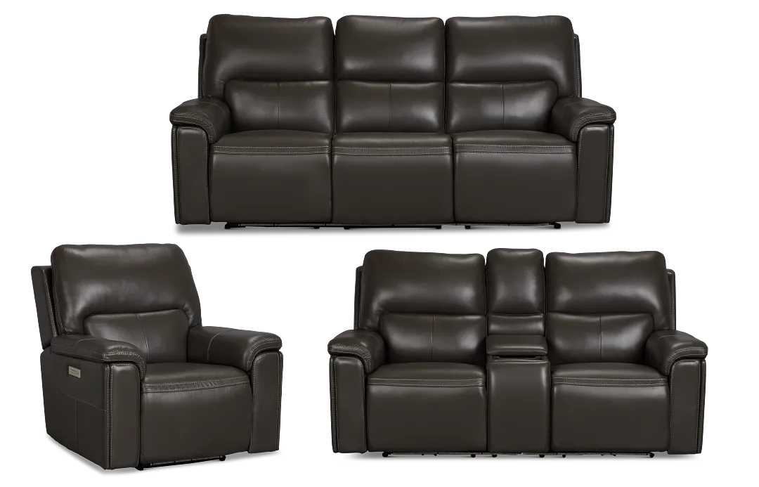 Fallon Dark Gray Lthr/vinyl Power Reclining Living Room