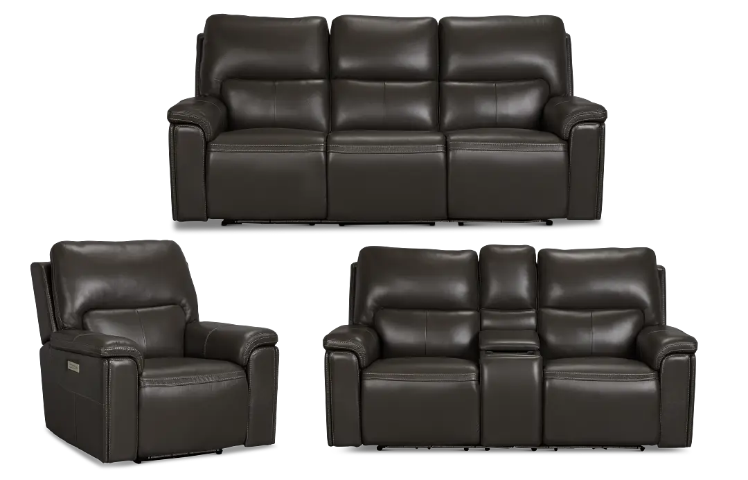 Fallon Dark Gray Lthr/vinyl Power Reclining Living Room Fallon Dark Gray Lthr/vinyl Power Reclining Living Room