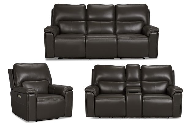 Fallon Dark Gray Lthr/vinyl Power Reclining Living Room