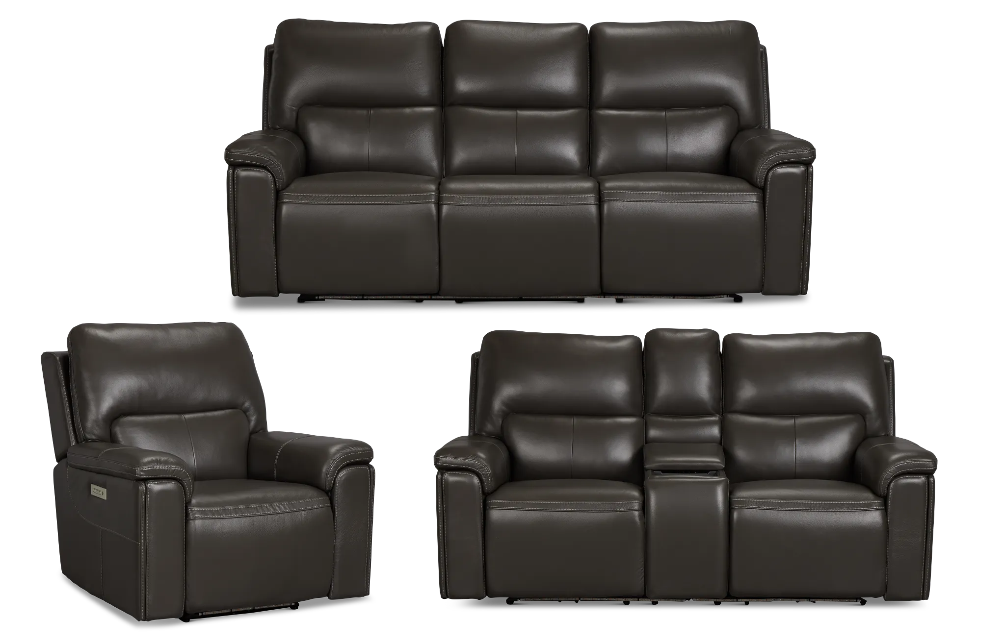 Fallon Dark Gray Lthr/vinyl Power Reclining Living Room