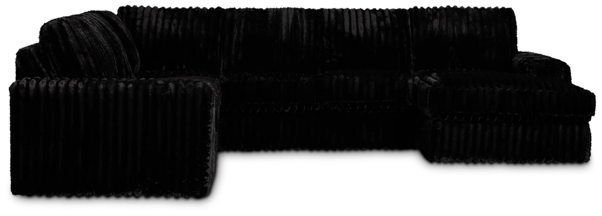 Teddy Black Fabric Medium Right Chaise Sectional
